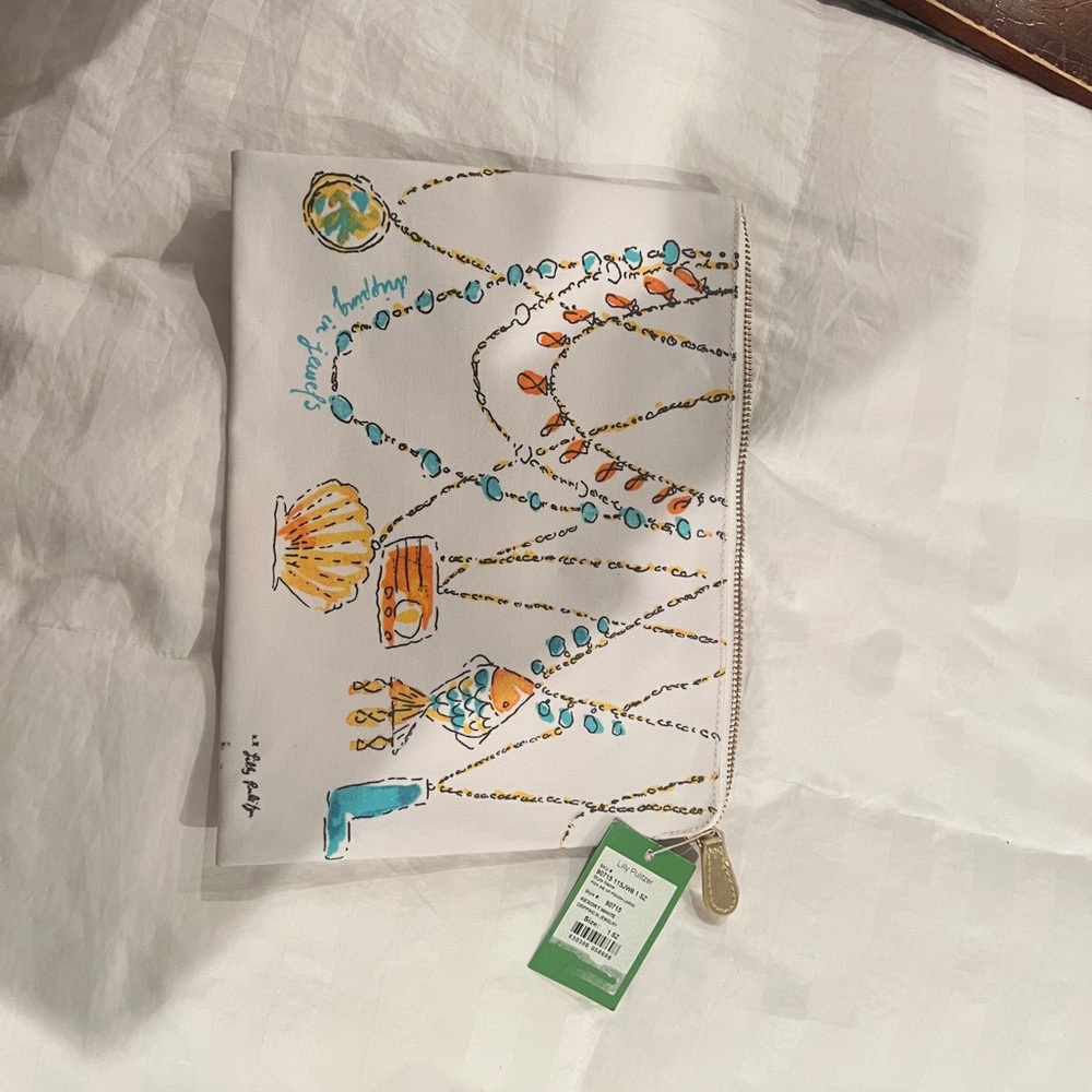 Lilly Pulitzer White Pouch with Colorful Sea-Themed Design